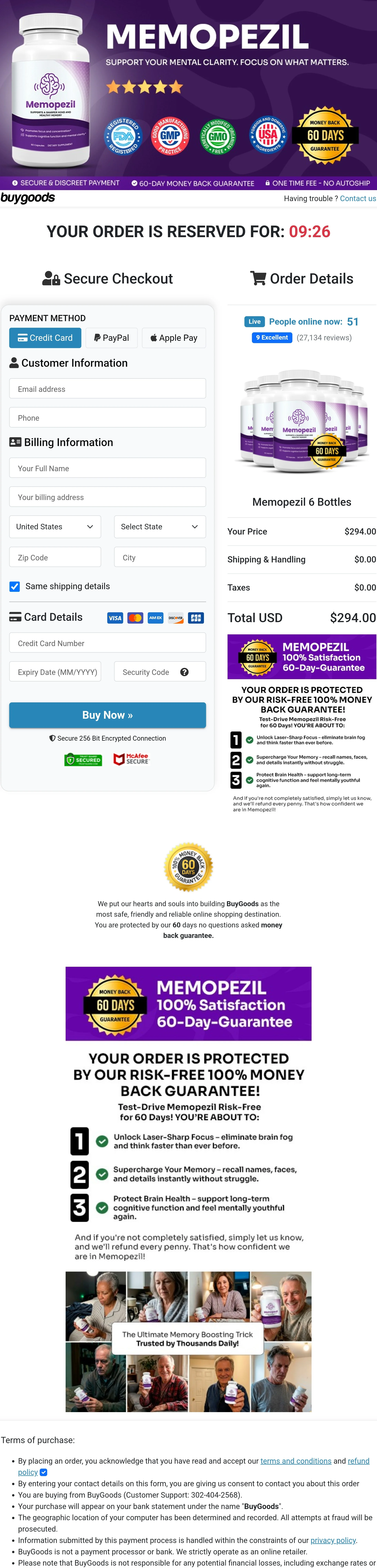 Memopezil order form